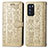 Leather Case Stands Fashionable Pattern Flip Cover Holder S03D for Oppo Reno6 Pro 5G India Gold