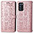 Leather Case Stands Fashionable Pattern Flip Cover Holder S03D for Oppo Reno6 Pro 5G India Rose Gold