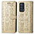 Leather Case Stands Fashionable Pattern Flip Cover Holder S03D for Oppo Reno6 Pro+ Plus 5G Gold