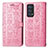 Leather Case Stands Fashionable Pattern Flip Cover Holder S03D for Oppo Reno6 Pro+ Plus 5G Pink