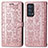 Leather Case Stands Fashionable Pattern Flip Cover Holder S03D for Oppo Reno6 Pro+ Plus 5G Rose Gold