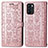 Leather Case Stands Fashionable Pattern Flip Cover Holder S03D for Oppo Reno6 Z 5G Rose Gold