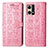 Leather Case Stands Fashionable Pattern Flip Cover Holder S03D for Oppo Reno7 4G Pink