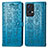 Leather Case Stands Fashionable Pattern Flip Cover Holder S03D for Oppo Reno7 Pro 5G Blue