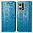 Leather Case Stands Fashionable Pattern Flip Cover Holder S03D for Oppo Reno8 4G Blue