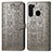 Leather Case Stands Fashionable Pattern Flip Cover Holder S03D for Samsung Galaxy A21 Gray