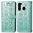 Leather Case Stands Fashionable Pattern Flip Cover Holder S03D for Samsung Galaxy A21 Green