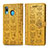 Leather Case Stands Fashionable Pattern Flip Cover Holder S03D for Samsung Galaxy A30 Yellow