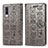 Leather Case Stands Fashionable Pattern Flip Cover Holder S03D for Samsung Galaxy A30S Gray