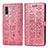 Leather Case Stands Fashionable Pattern Flip Cover Holder S03D for Samsung Galaxy A30S Rose Gold