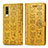 Leather Case Stands Fashionable Pattern Flip Cover Holder S03D for Samsung Galaxy A30S Yellow