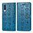 Leather Case Stands Fashionable Pattern Flip Cover Holder S03D for Samsung Galaxy A50 Blue