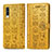 Leather Case Stands Fashionable Pattern Flip Cover Holder S03D for Samsung Galaxy A50 Yellow