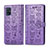 Leather Case Stands Fashionable Pattern Flip Cover Holder S03D for Samsung Galaxy A51 4G Purple