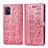 Leather Case Stands Fashionable Pattern Flip Cover Holder S03D for Samsung Galaxy A71 5G Rose Gold