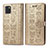 Leather Case Stands Fashionable Pattern Flip Cover Holder S03D for Samsung Galaxy A81 Gold