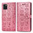 Leather Case Stands Fashionable Pattern Flip Cover Holder S03D for Samsung Galaxy A81 Rose Gold