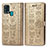 Leather Case Stands Fashionable Pattern Flip Cover Holder S03D for Samsung Galaxy F41 Gold