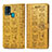 Leather Case Stands Fashionable Pattern Flip Cover Holder S03D for Samsung Galaxy F41 Yellow