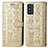 Leather Case Stands Fashionable Pattern Flip Cover Holder S03D for Samsung Galaxy F52 5G Gold