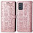 Leather Case Stands Fashionable Pattern Flip Cover Holder S03D for Samsung Galaxy F52 5G Pink