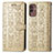 Leather Case Stands Fashionable Pattern Flip Cover Holder S03D for Samsung Galaxy M13 5G Gold