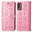 Leather Case Stands Fashionable Pattern Flip Cover Holder S03D for Samsung Galaxy M13 5G Rose Gold