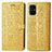 Leather Case Stands Fashionable Pattern Flip Cover Holder S03D for Samsung Galaxy M31s Yellow