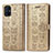Leather Case Stands Fashionable Pattern Flip Cover Holder S03D for Samsung Galaxy M51 Gold