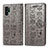 Leather Case Stands Fashionable Pattern Flip Cover Holder S03D for Samsung Galaxy Note 10 Plus 5G Gray