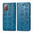 Leather Case Stands Fashionable Pattern Flip Cover Holder S03D for Samsung Galaxy Note 20 5G Blue