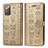 Leather Case Stands Fashionable Pattern Flip Cover Holder S03D for Samsung Galaxy Note 20 5G Gold