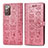 Leather Case Stands Fashionable Pattern Flip Cover Holder S03D for Samsung Galaxy Note 20 5G Rose Gold