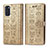 Leather Case Stands Fashionable Pattern Flip Cover Holder S03D for Samsung Galaxy S20 Gold