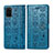 Leather Case Stands Fashionable Pattern Flip Cover Holder S03D for Samsung Galaxy S20 Plus 5G Blue
