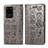 Leather Case Stands Fashionable Pattern Flip Cover Holder S03D for Samsung Galaxy S20 Ultra 5G Gray