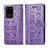 Leather Case Stands Fashionable Pattern Flip Cover Holder S03D for Samsung Galaxy S20 Ultra 5G Purple