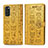 Leather Case Stands Fashionable Pattern Flip Cover Holder S03D for Samsung Galaxy S20 Yellow