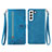 Leather Case Stands Fashionable Pattern Flip Cover Holder S03D for Samsung Galaxy S21 5G Blue