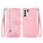 Leather Case Stands Fashionable Pattern Flip Cover Holder S03D for Samsung Galaxy S21 5G Rose Gold