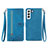 Leather Case Stands Fashionable Pattern Flip Cover Holder S03D for Samsung Galaxy S21 Plus 5G Blue