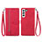 Leather Case Stands Fashionable Pattern Flip Cover Holder S03D for Samsung Galaxy S21 Plus 5G Red