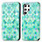 Leather Case Stands Fashionable Pattern Flip Cover Holder S03D for Samsung Galaxy S21 Ultra 5G Green