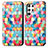 Leather Case Stands Fashionable Pattern Flip Cover Holder S03D for Samsung Galaxy S22 Ultra 5G Colorful