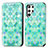 Leather Case Stands Fashionable Pattern Flip Cover Holder S03D for Samsung Galaxy S23 Ultra 5G Green