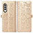 Leather Case Stands Fashionable Pattern Flip Cover Holder S03D for Samsung Galaxy Z Fold4 5G Gold