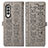 Leather Case Stands Fashionable Pattern Flip Cover Holder S03D for Samsung Galaxy Z Fold4 5G Gray