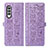 Leather Case Stands Fashionable Pattern Flip Cover Holder S03D for Samsung Galaxy Z Fold4 5G Purple