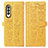 Leather Case Stands Fashionable Pattern Flip Cover Holder S03D for Samsung Galaxy Z Fold4 5G Yellow