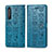 Leather Case Stands Fashionable Pattern Flip Cover Holder S03D for Sony Xperia 1 II Blue